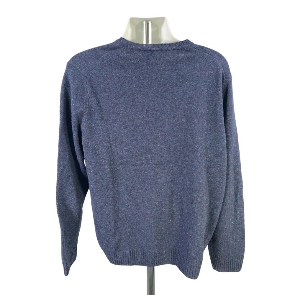 Brooks Brothers Men's Navy Blue Knit Fuzzy Long Sleeve Crewneck Sweater - XL